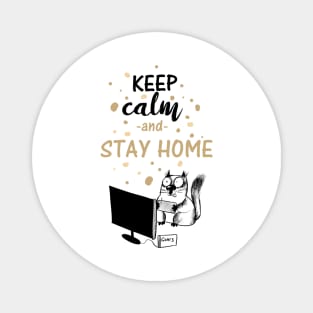 Keep Calm & Stay Home Cat Gaming Social Distancing Funny Magnet